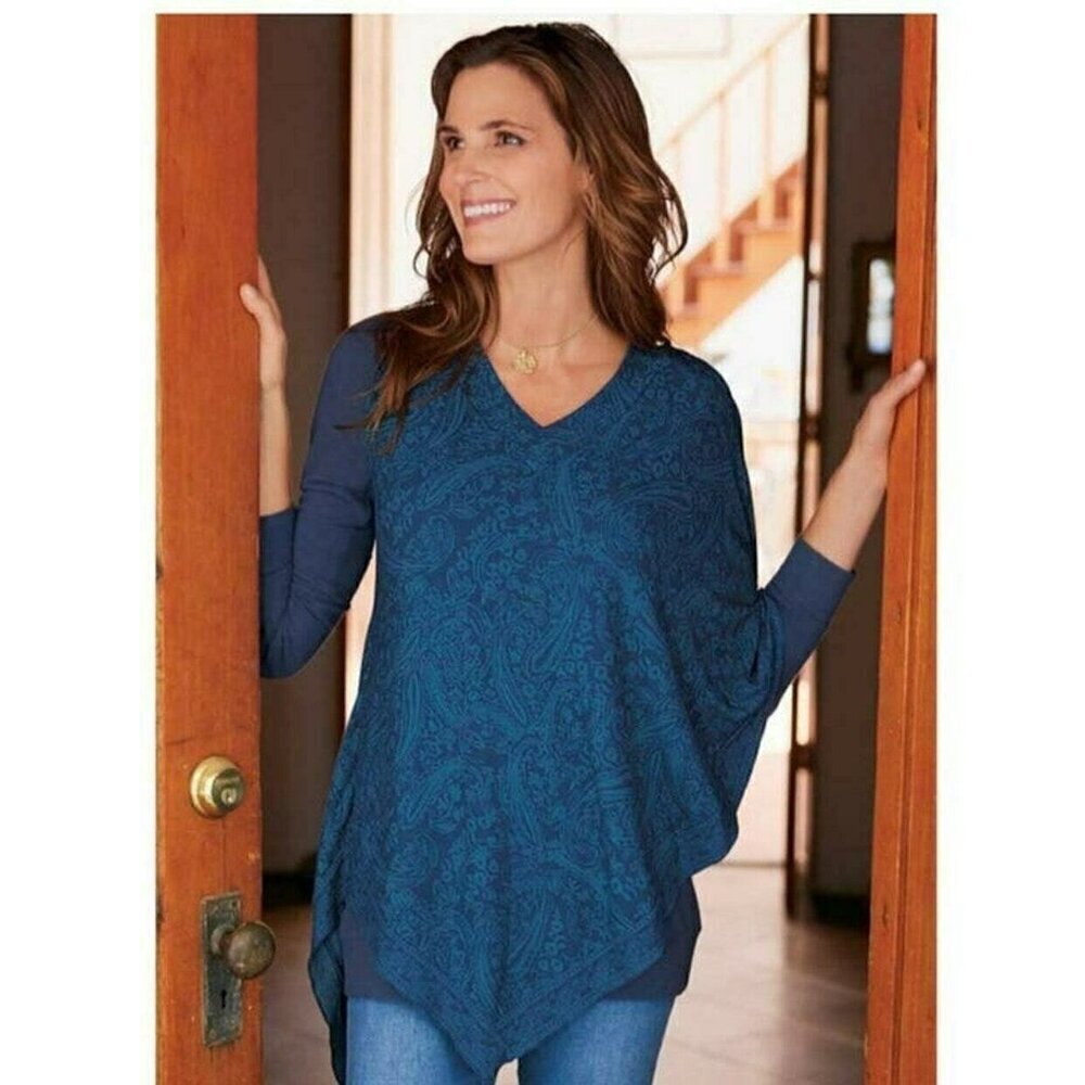 Soft Surroundings Arpina Layered V Neck Tunic Top In Paisley Size Small
